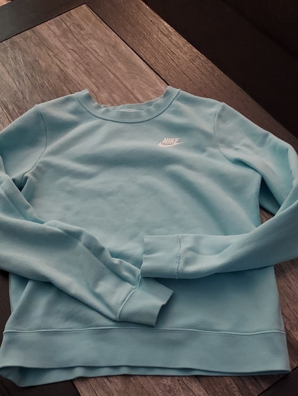 Nike Women's Crewneck Sweatshirt in Sky Blue with White Logo XS